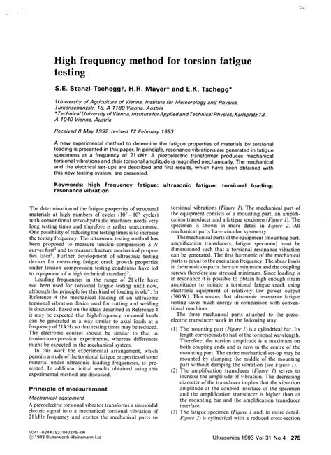 High frequency method for torsion fatigue testing 